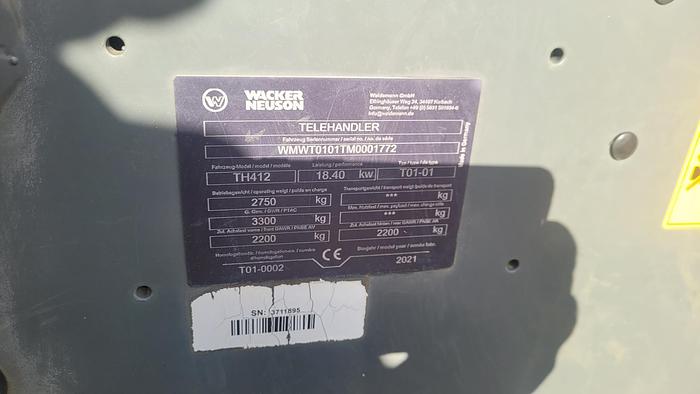 Used Wacker Neuson TH412 Telehandler. 2021