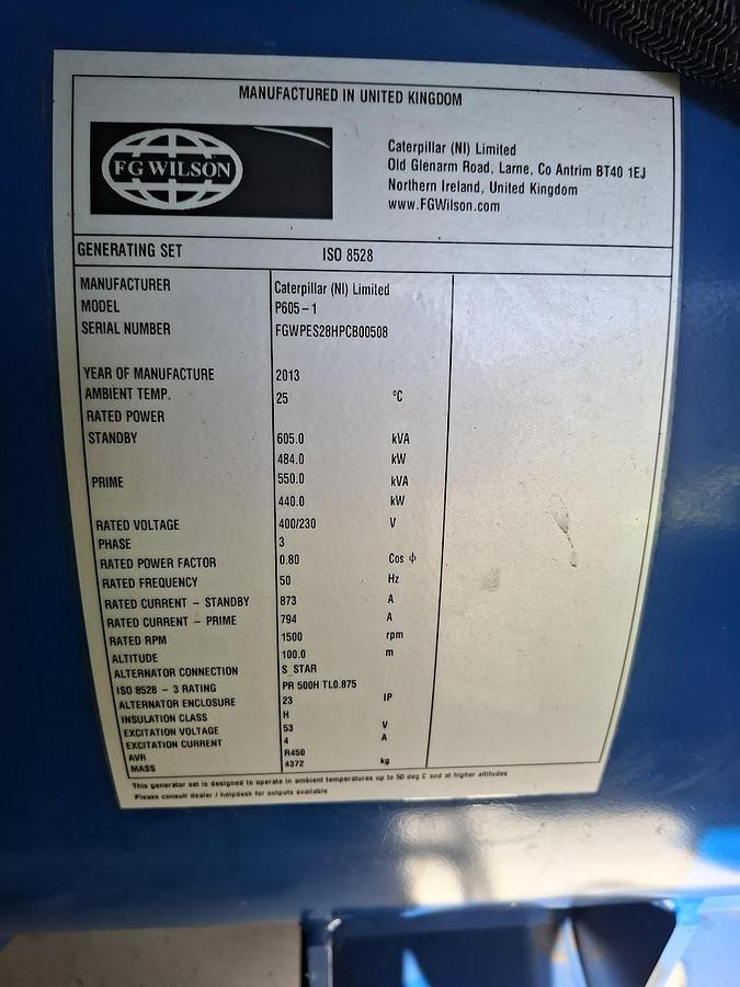 Used FG Wilson P605-1