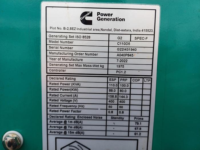 Used 2022 Cummins C110D5