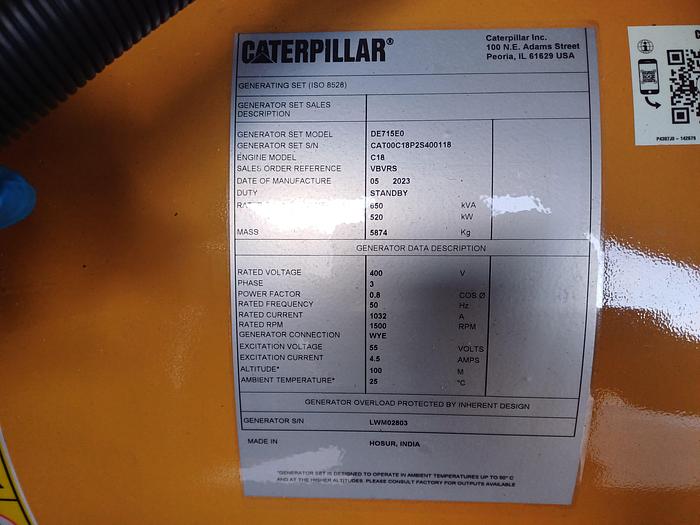 CAT 715 KVA Silent Generator
