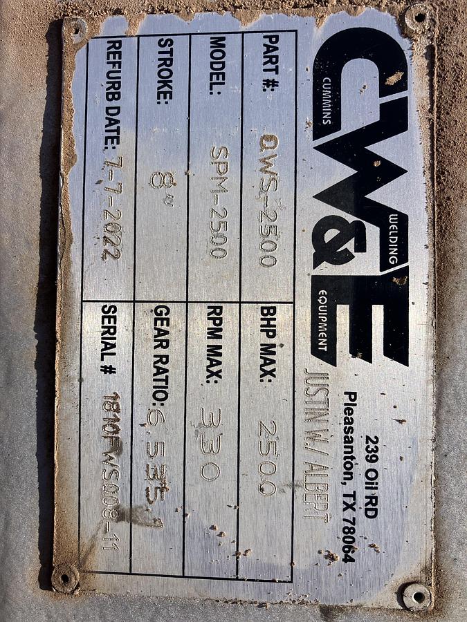 Used Dual Fuel Quintuplex Frac Pump