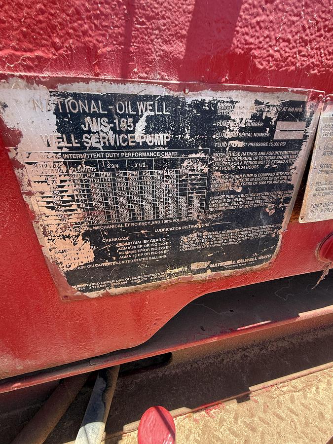 Used JWS  185 Well Service Pumps with Pits