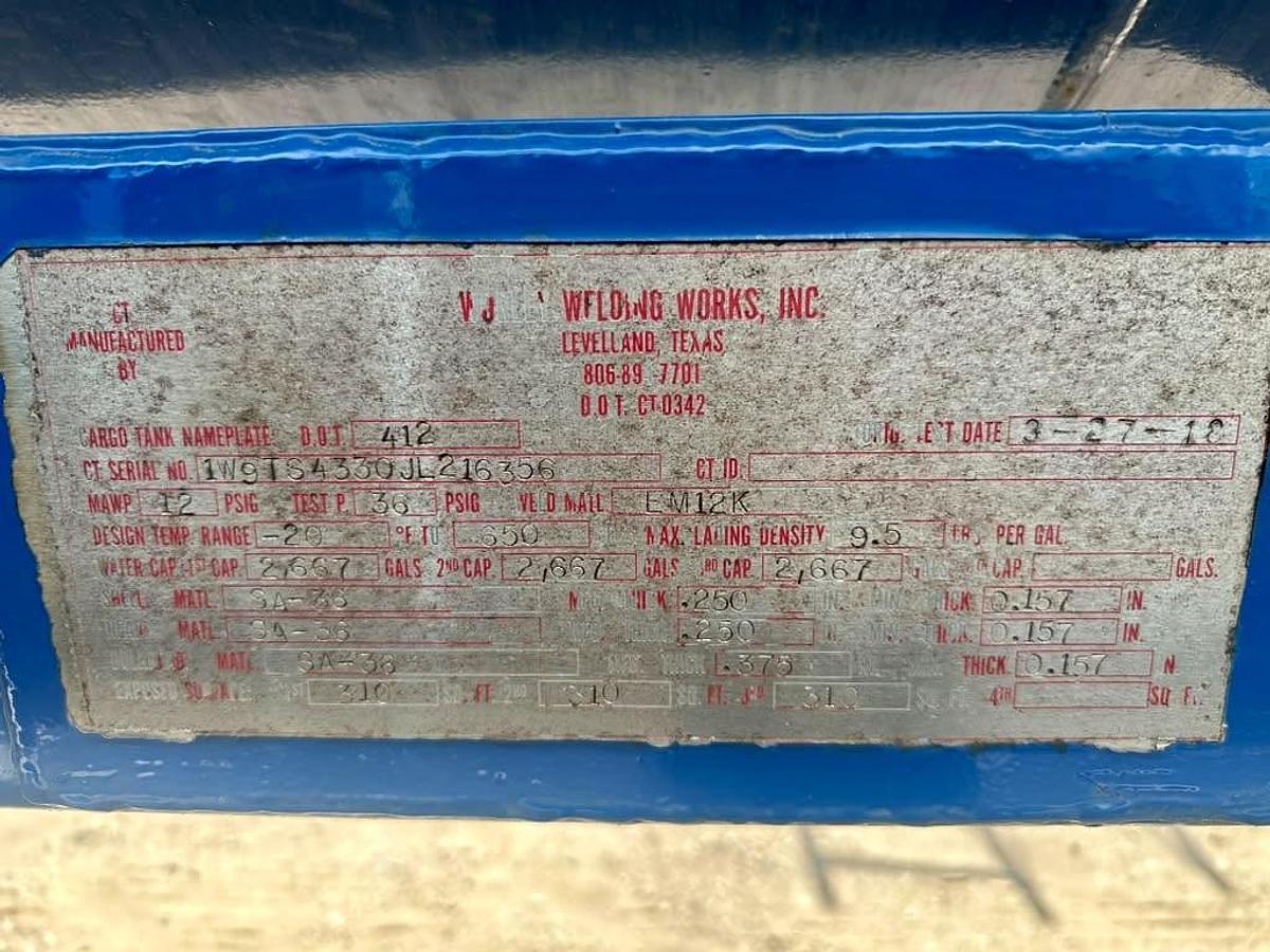 Used 2018 Worley 8,000 Gallon Acid Transport Trailer