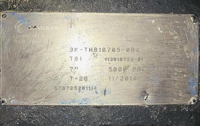 Cameron 5k 7 1/16" Triple Hydraulic BOP