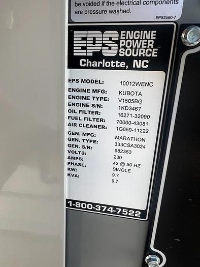 Used (4) 9.7Kw Generators (New/Unused)