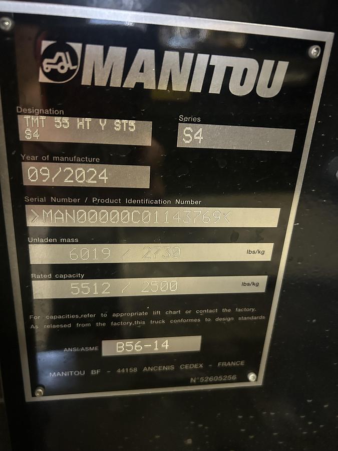Used 2024 Manitou TMT 55 HT Y ST5 Truck Mounted Forklift