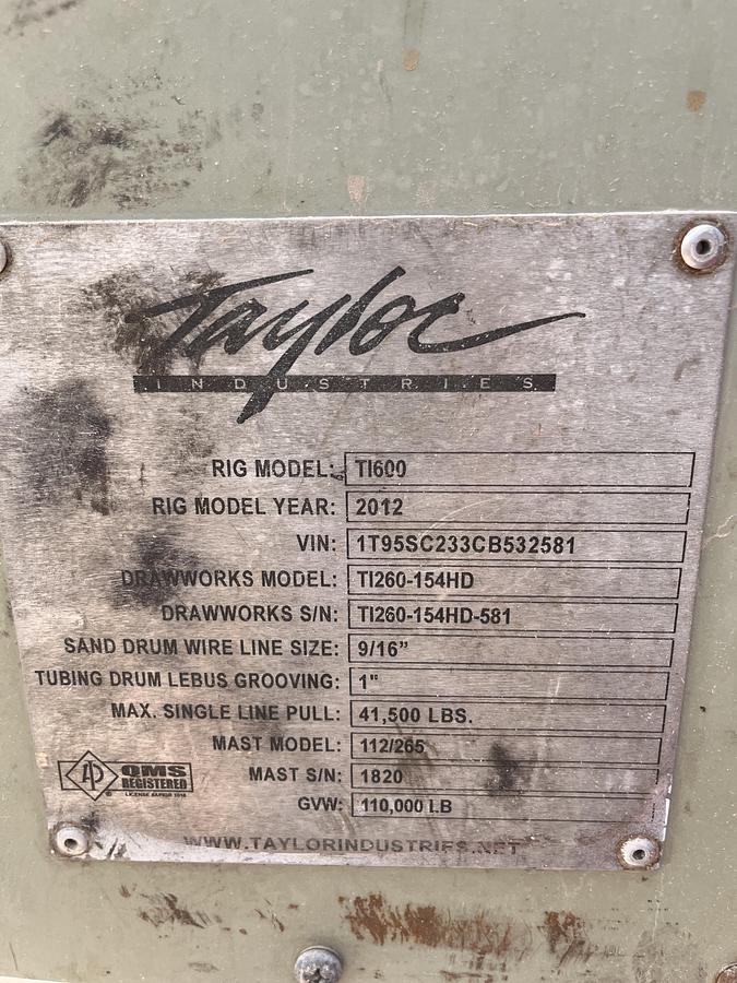 Used (2) Taylor TI600 Rigs
