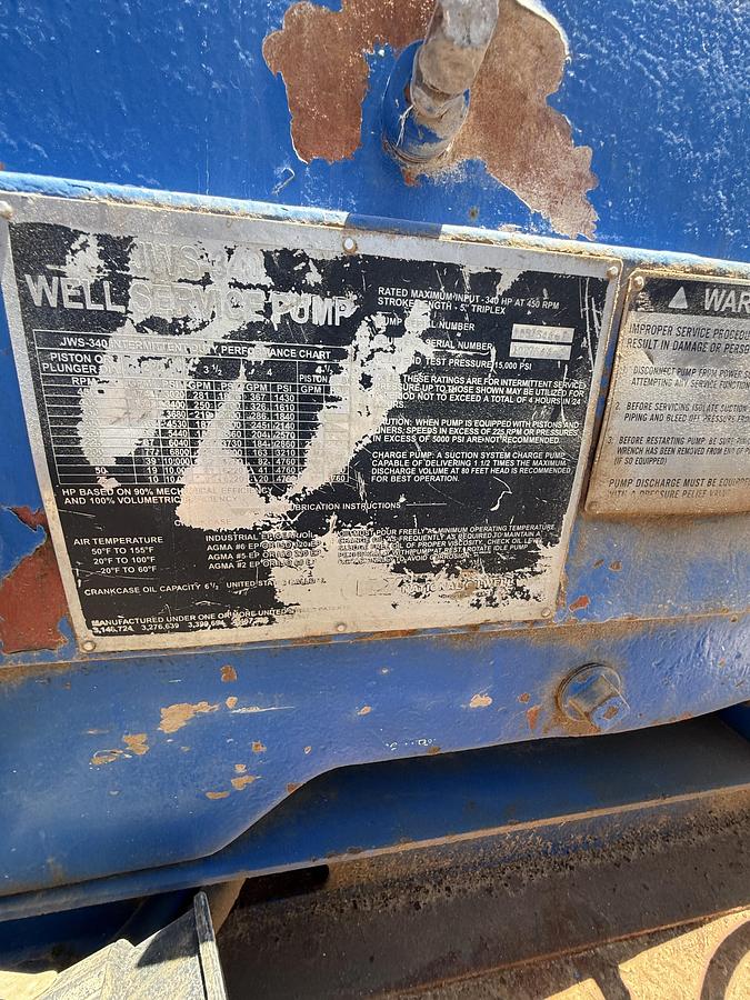 Used JWS  185 Well Service Pumps with Pits