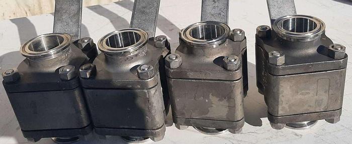 Used Valve, Ball, 1.5", Stainless Steel, Ladish, Tri-clamp, Lot of (4) Valves #S744651