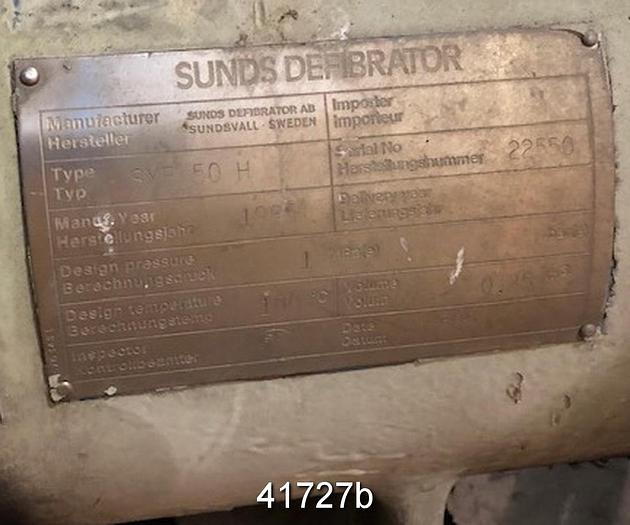 Used Sunds Defibrator Pulp Mill Mixer, SVF 50 #41727