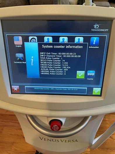 Used Venus Concepts Venus Versa ~ Fully operational ~ Single owner~ W/ 5 handpieces ~