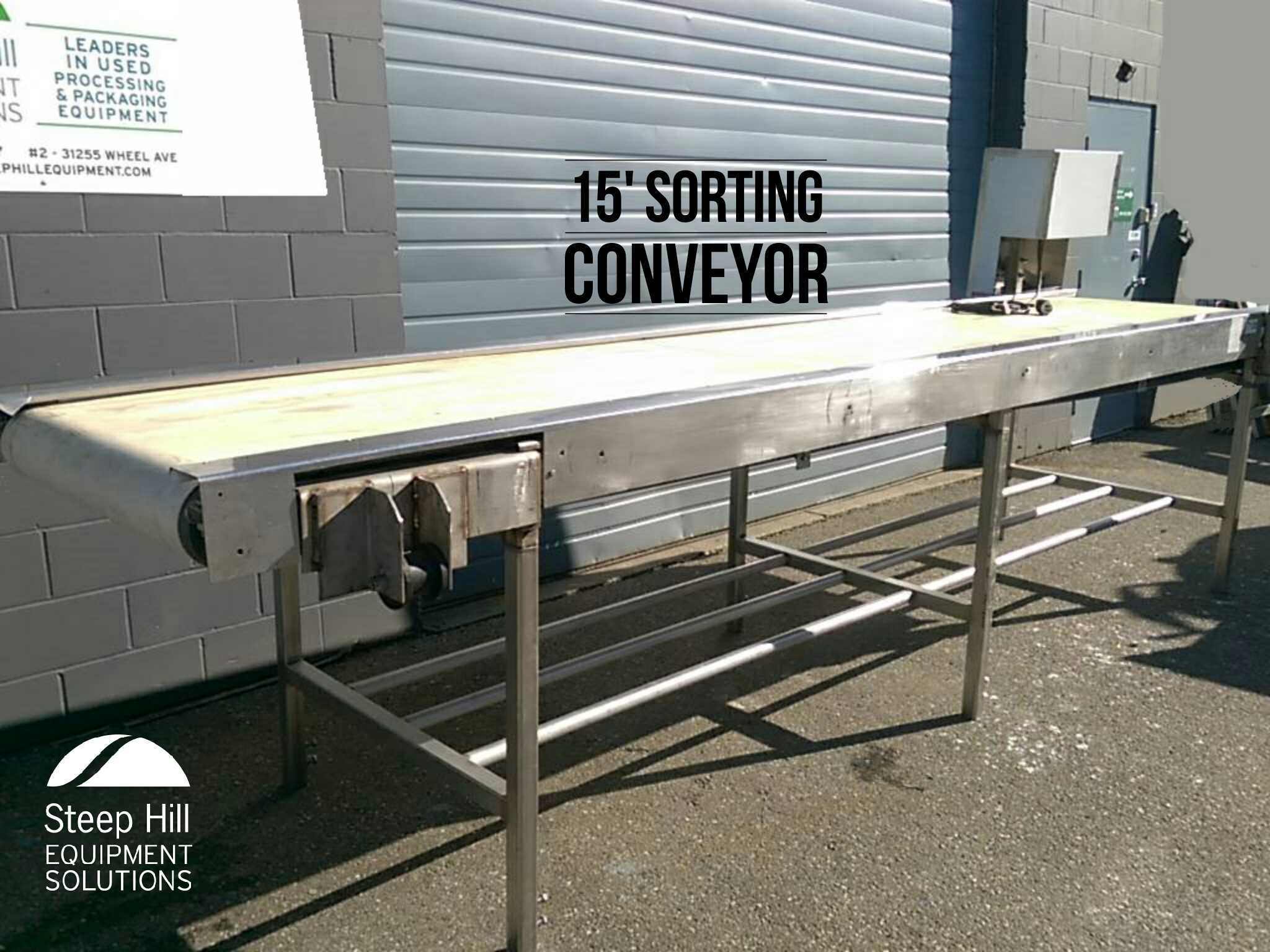 Used 15′ long by 33″ wide Sorting Conveyor