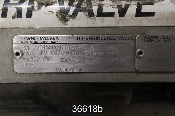 Used Fabri 8" Hand Operated Knife Gate Valve, FV-C6701667100 #36618