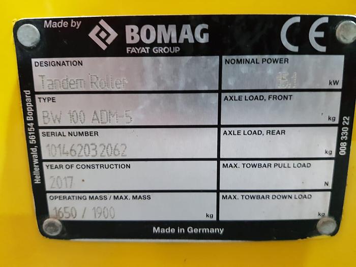 Used 2017 Bomag BW100 ADM
