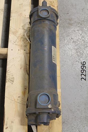 Used Itt Standard BCF Heat Exchanger, 29" Long X 7" Dia, 2-1/4" Hot Inlet & Outlet, 1-3/4" Cool Inlet & Outlet, 128-6/16" Tubes, 300 Psi Max Shell W.P. @ 300 Deg Max, 150 Psi Max Tube W.P. @ 300 Deg Max #22996