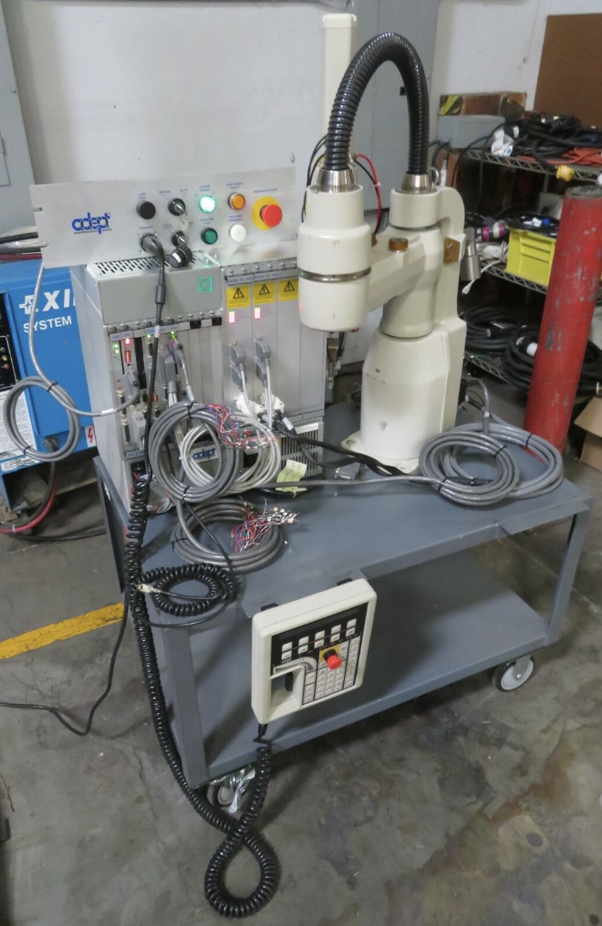 Used Adept 550 CL 10 SCARA Robot, MV-10 PA-4 Controller, Dual B+ Amp, Pendant