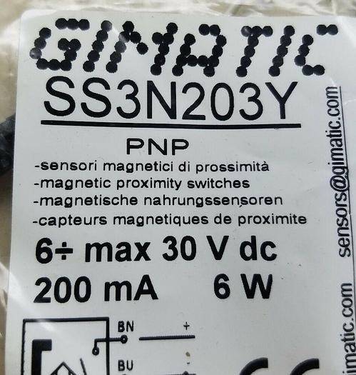 GIMATIC SS3N203Y MAGNETIC PROXIMITY SWITCH *NEW IN FACTORY BAG*