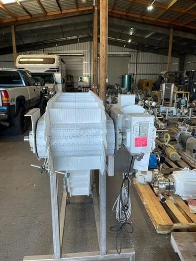 Used 176" Long x 8" Wide Food Grade Flighted Incline Conveyor