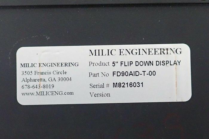 Used Milic Engineering Part #FD90AID-T-00 Flight Display System 5" Flip Down Display