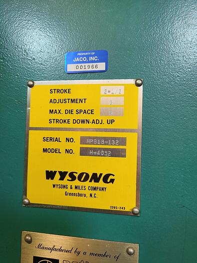 Used Wysong CNC Press Brake H-4052 with Hurco Autobend 5C Controller Two Available!