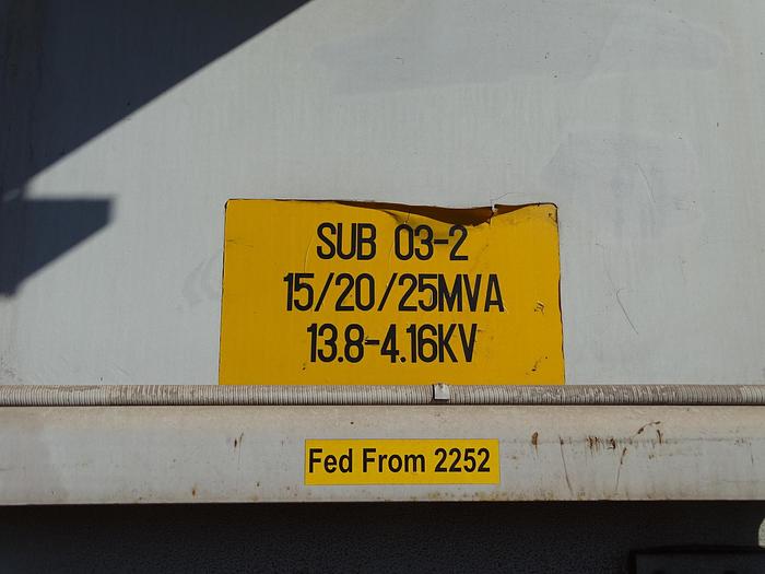 Used 15000 KVA DELTA STAR TRANSFORMER SUBSTATION 4160Y/2400