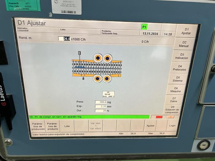 Used MÁQUINA DE COMPRIMIR ROTATIVA “KILIAN GmbH + Co KG” TIPO S250 CON 40 ESTACIONES Y PUNZÓN TIPO EU-B