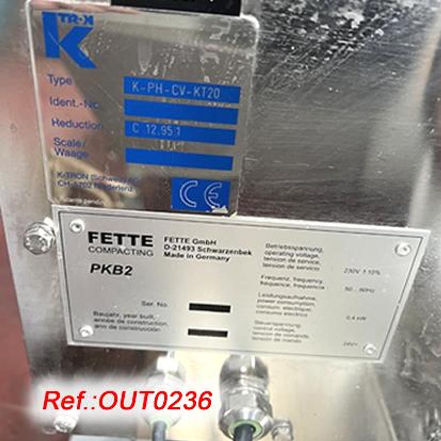 Used EQUIPO "FETTE" PKB2 MODELO "K-PH-CV-KT20" PARA LUBRICACIÓN DE PUNZONES CON ESTERATO PARA MÁQUINAS DE COMPRIMIR DE TABLETAS Y PASTILLAS