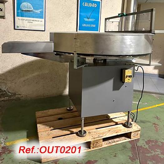Used PLATO PULMÓN DE ACERO INOXIDABLE DE DIÁMETRO 1.200mm CON BANDEJA DE ENTRADA Y VARIADOR DE VELOCIDAD