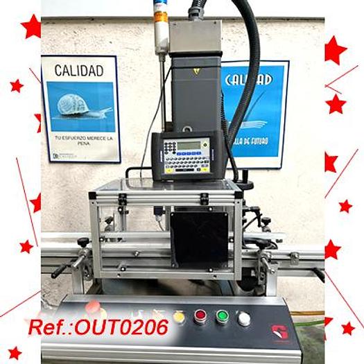 Used EQUIPO LOTEDOR MARCADOR LÁSER "MARKEM" MODELO "SMARTLASE-130" MONTADO EN UNA BANCADA CON SOBREMESA CON CINTA DE LONA Y ASPIRADOR "MARKEM" MODELO "ES-400i"