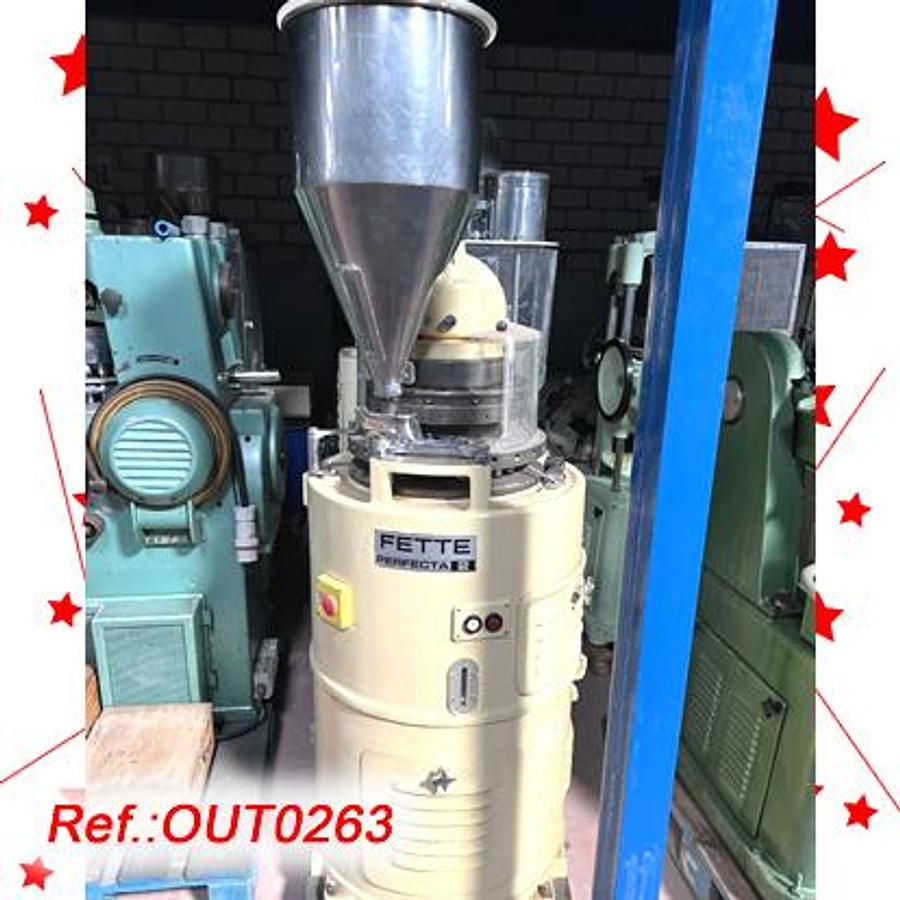 Used MÁQUINA DE COMPRIMIR “FETTE” MODELO “PERFECTA 2” DE 24 ESTACIONES CON CARGA DE PRODUCTO POR CAÍDA LIBRE