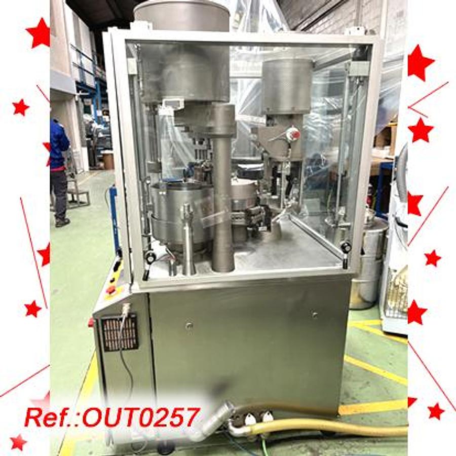 Used LLENADORA CERRADORA DE CÁPSULAS DE GELATINA DURA "ZANASI" MODELO AZ-25 CON CUATRO FORMATOS DE CÁPSULA: "0", "0L", "1" Y "3"