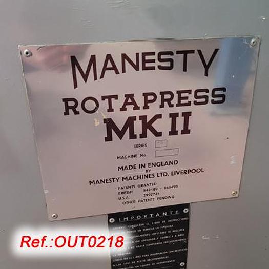 Used MÁQUINA DE COMPRIMIR ROTATIVA "MANESTY ROTARESS" MODELO MARK-II DE 45 ESTACIONES CON PUNZÓN EUROPEO TIPO "B"