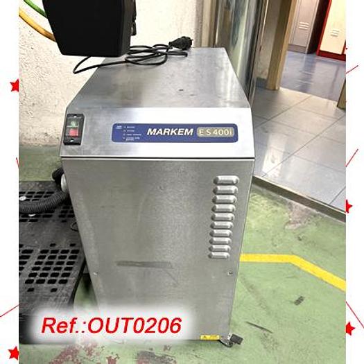 Used EQUIPO LOTEDOR MARCADOR LÁSER "MARKEM" MODELO "SMARTLASE-130" MONTADO EN UNA BANCADA CON SOBREMESA CON CINTA DE LONA Y ASPIRADOR "MARKEM" MODELO "ES-400i"