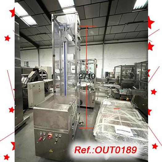 Used ELEVADOR CON VIBRADOR "MASCHINPEX" CON TOLVA DE CARGA Y RUEDAS PARA CARGA DE PASTILLAS O CÁPSULAS A MÁQUINA DE BLISTER