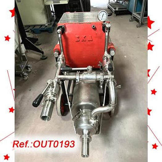 Used FILTRO DE PLACAS "EKA" DE ACERO INOXIDABLE DE 400mm X 400mm CON ESTRUCTURA CON RUEDAS Y BANDEJA INFERIOR