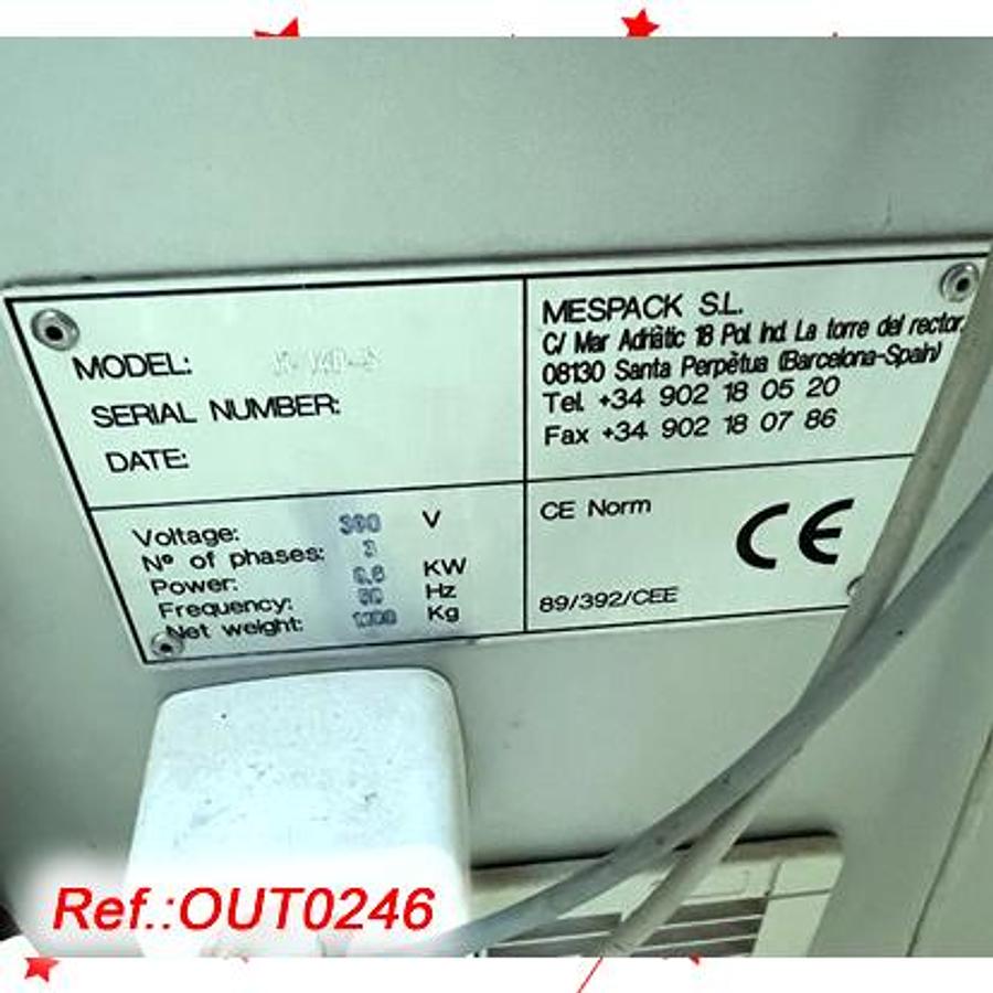 Used MÁQUINA LLENADORA – CERRADORA – SELLADORA DE SOBRES “MESPACK” MODELO H-140-S CON CARGA POR SINFÍN PARA LLENADO DE POLVO