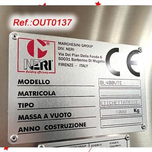 Usado MÁQUINA ETIQUETADORA DE TAMPER-EVIDENT “NERI” MODELO BL-400 TIPO “VTE”