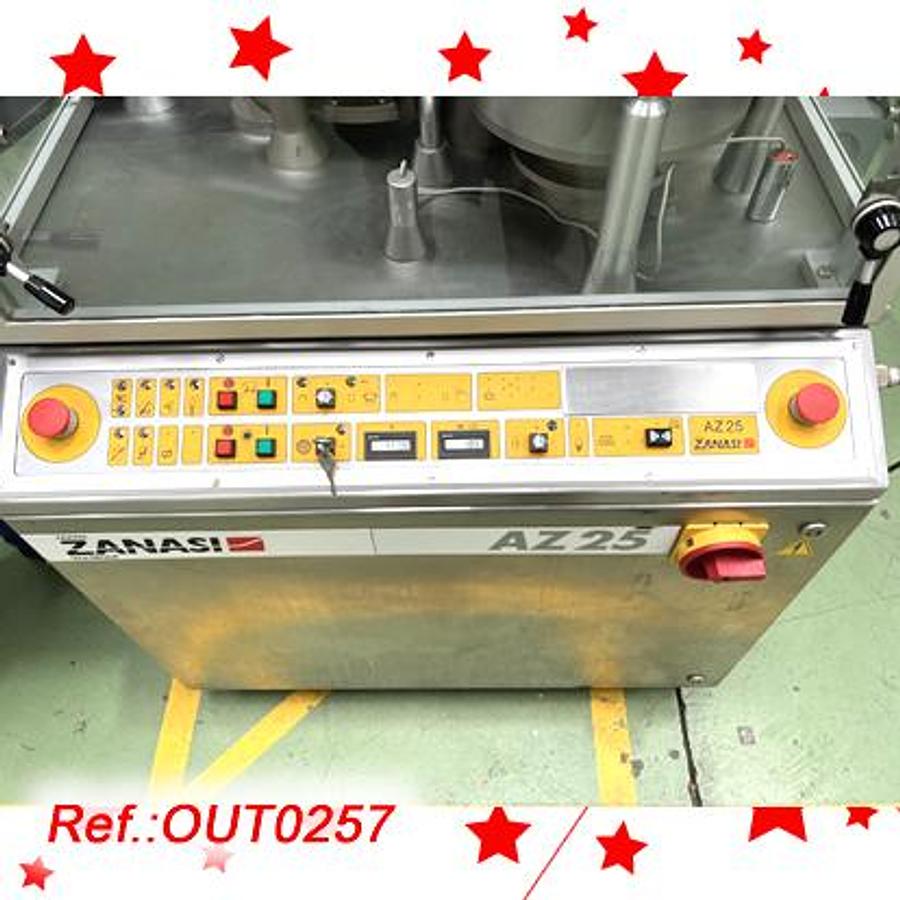 Used LLENADORA CERRADORA DE CÁPSULAS DE GELATINA DURA "ZANASI" MODELO AZ-25 CON CUATRO FORMATOS DE CÁPSULA: "0", "0L", "1" Y "3"