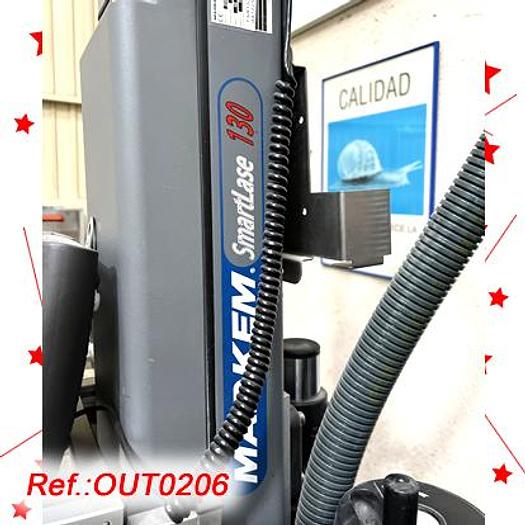 Used EQUIPO LOTEDOR MARCADOR LÁSER "MARKEM" MODELO "SMARTLASE-130" MONTADO EN UNA BANCADA CON SOBREMESA CON CINTA DE LONA Y ASPIRADOR "MARKEM" MODELO "ES-400i"