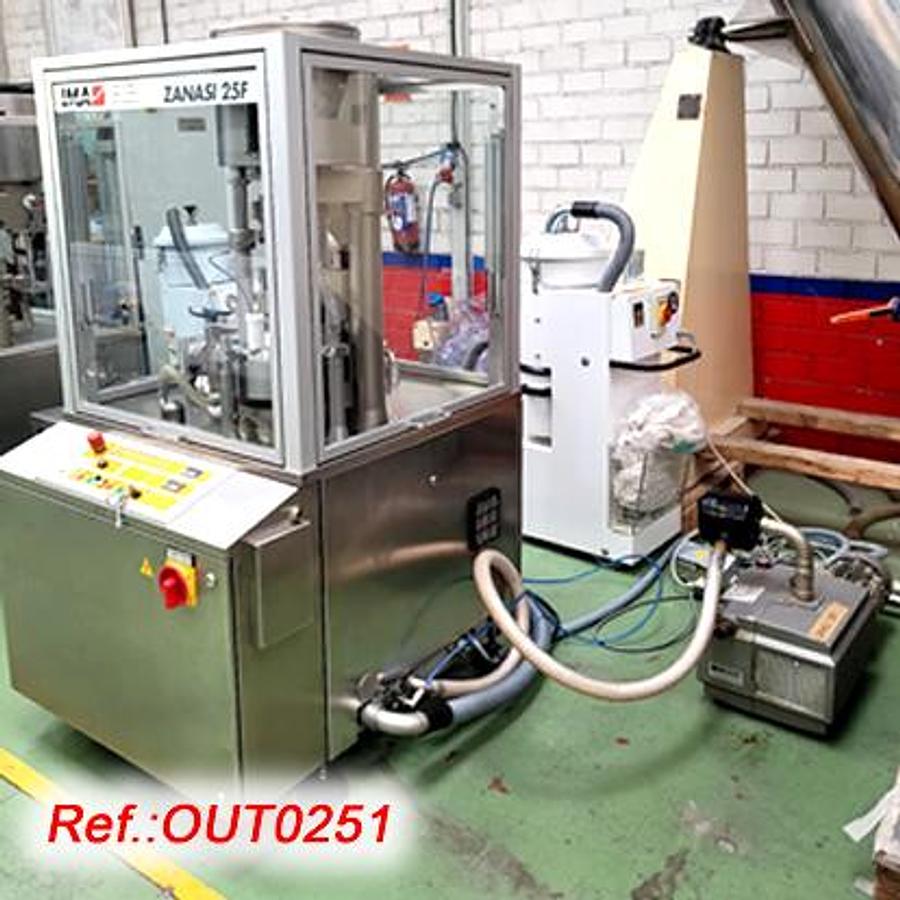 Used LLENADORA CERRADORA DE CÁPSULAS DE GELATINA DURA "ZANASI IMA" MODELO 25F CON TRES FORMATOS DE CÁPSULA: "0", "0L" Y "00"
