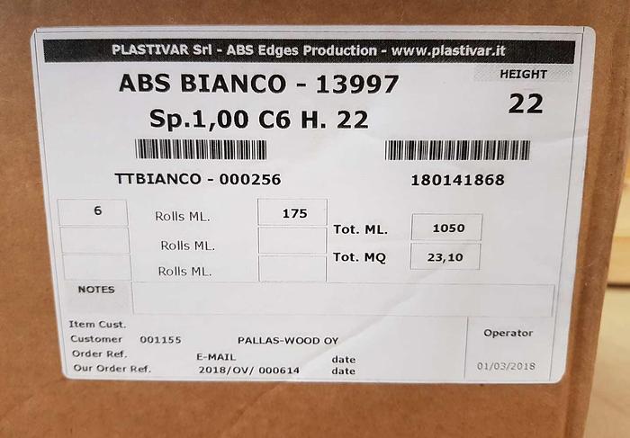 2010 Hranipex  1 pallet of edge banding original rolls