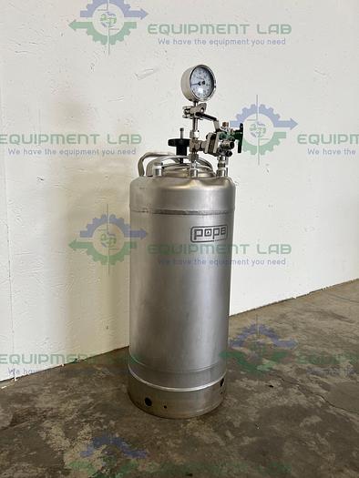 Used Pope Scientific  17 Liter Pressure Vessel 100 PSI at 100°F w/ Gauge & Dip Tube