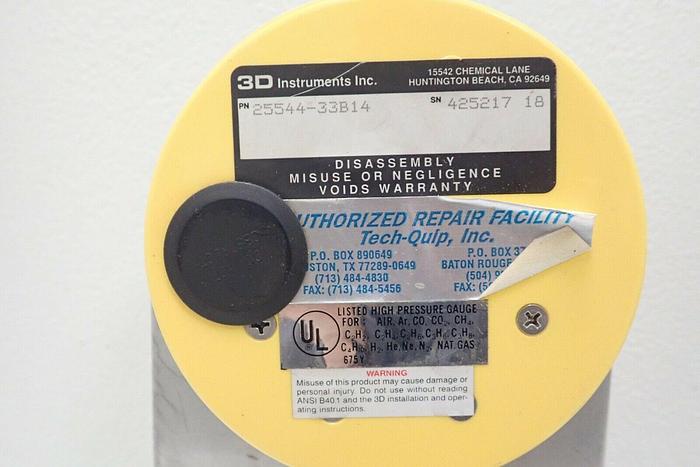 Used 3D Instruments 25544-33B14 4.5" Test Pressure Gauge ~ 3000 PSI ~ 1/4 % Accuracy