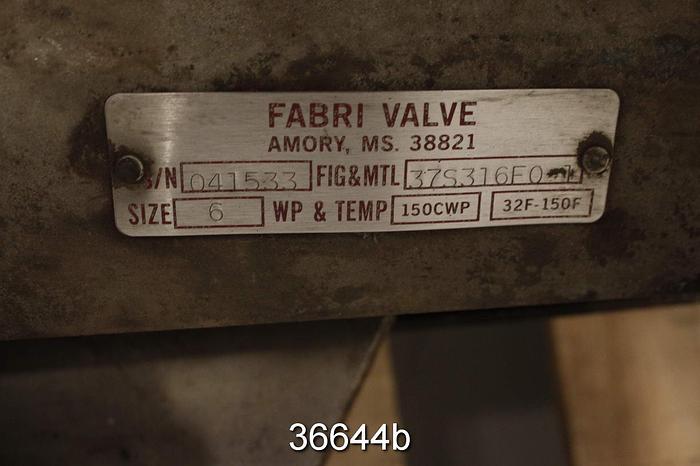 Used Fabri 6" Hand Operated Knife Gate Valve #36644