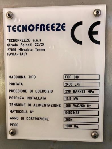 Used TECNOFREEZE 2.400 L/H HTST MIX PLANT