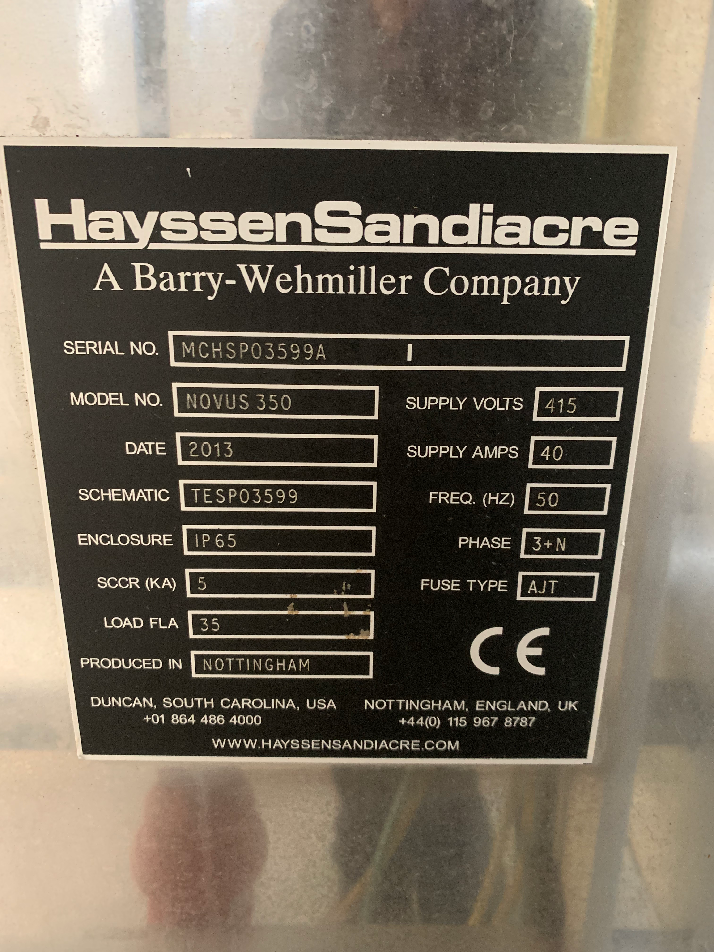 Used 2013 Hayssen Sandiacre Novus 350 VFFS