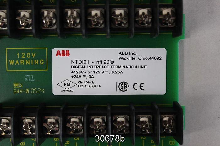 Used ABB NTDI01 Digital I/O Termination Unit for Bailey INFI90 System #30678