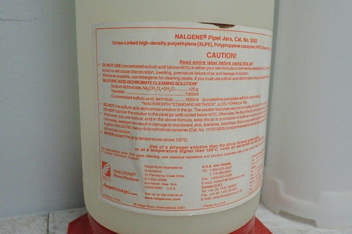 Used Nalgene 8-0400-07 Cat. No. 5242 Pipet Cleaning Jar with Extras