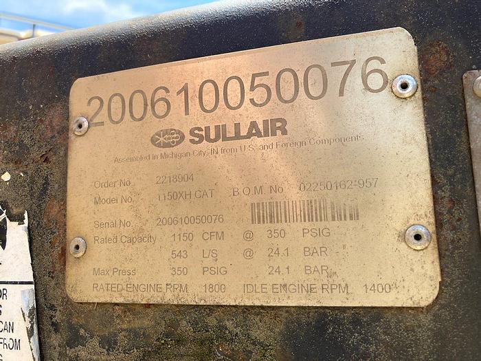 Used Sullair 1150 cfm / 350 psi Air Compressor