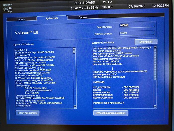 Gebraucht GE Voluson E8 Expert Ultraschallgerät mit RAB4-8-D Sonde und DVD Brenner SW: BT13